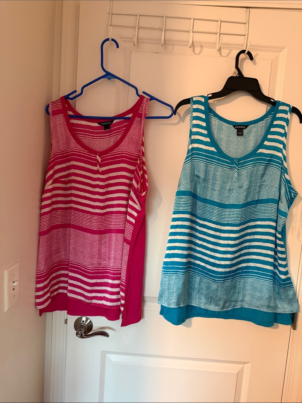 George Striped Tank Tops in Teal and Fuchsia